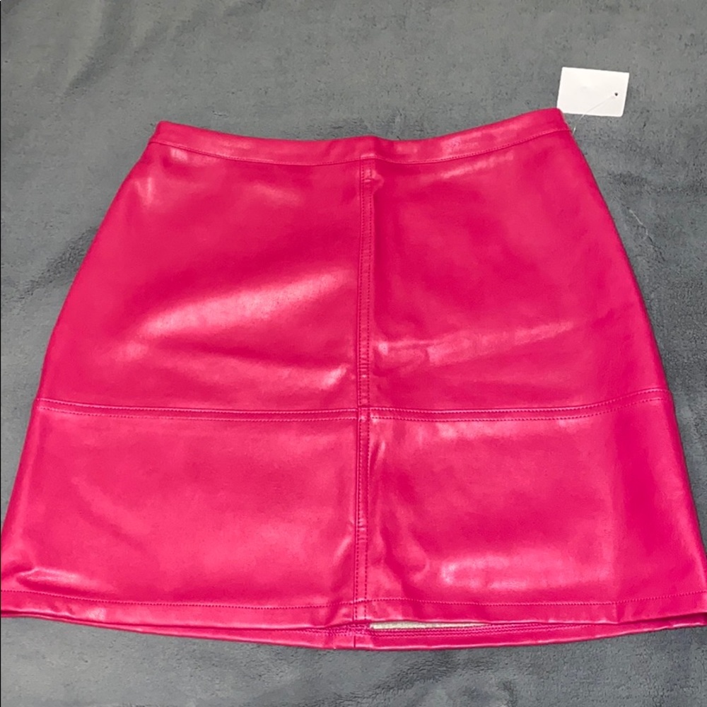 Faux Leather Pink Mini Skirt New With Tags